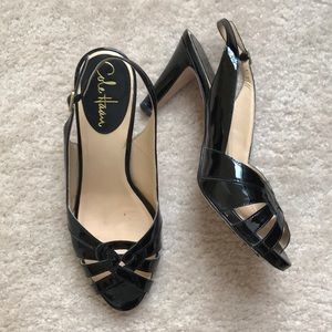 Cole Hahn patent leather heel sandals